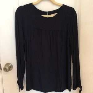 Navy Dotted Long Sleeve Top from LOFT sz L